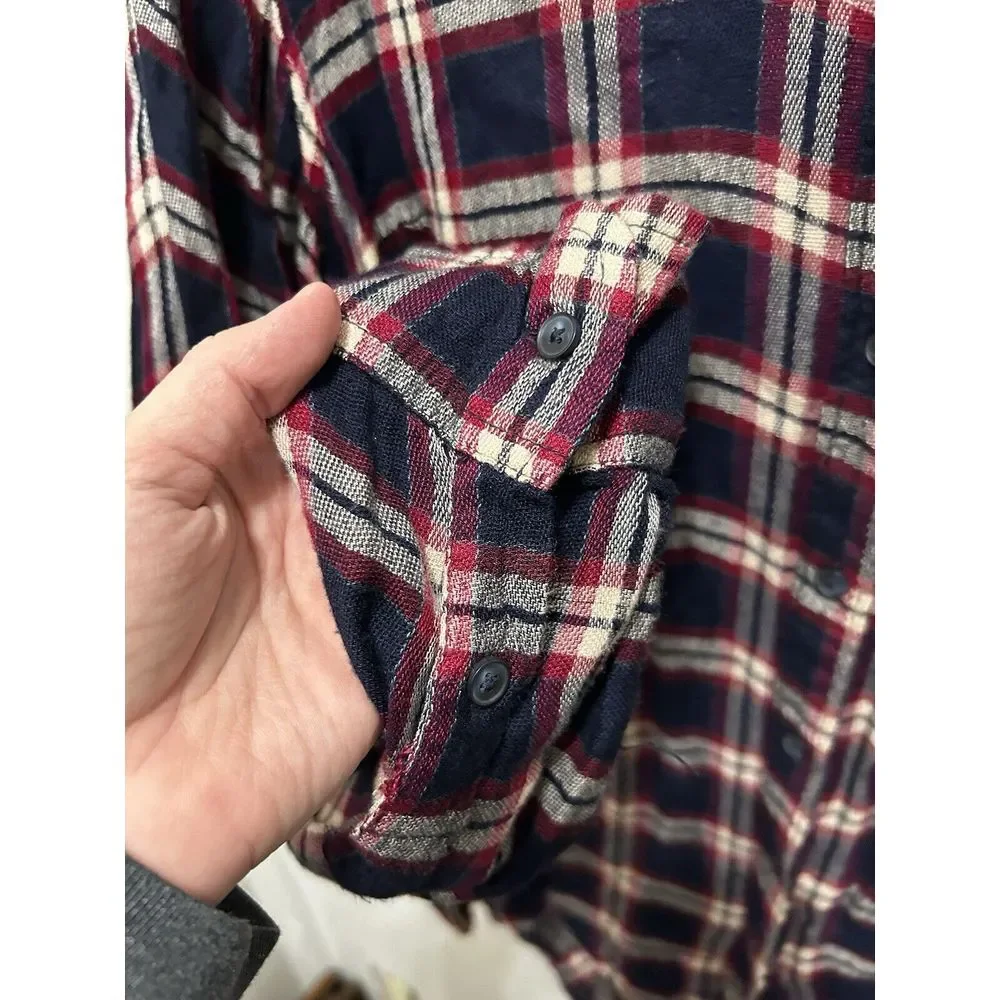 Lucky Brand Shirt Womens Medium Bungalow Plaid Soft Long Sleeve Button Slit Back - Picture 5 of 8